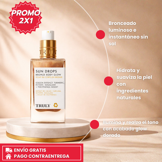 Truly Sun Drops 2x1: Aceite Bronceador Corporal con Brillo Natural Instantaneo